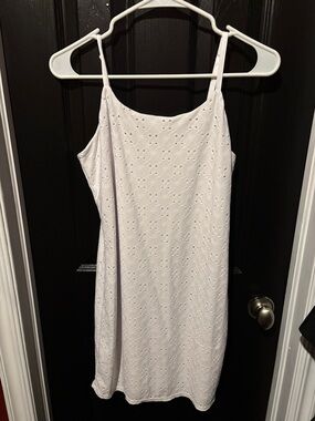 No Boundaries White Eyelet Spaghetti Strap Mini Dress